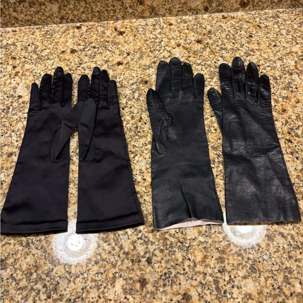 Vintage Ladies Gloves Lot 14 Pair leather fabric pink white black mixed sizes